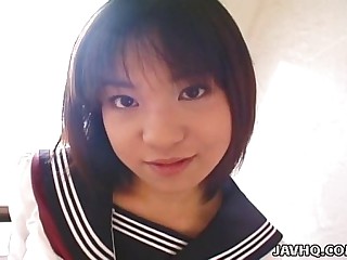 Pretty Japanese schoolgirl cumfaced rounded out